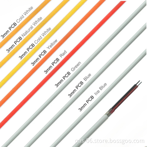 12V/24V Ultra Thin COB Strip LED Light Bar - High Density Flexible Ribbon, Rope Tape, 3mm/5mm Width, 650nm Emitting Cabinet Lighting